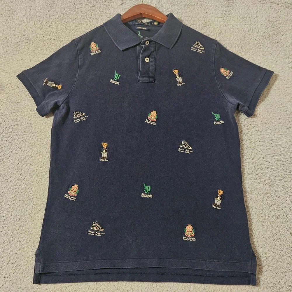 Polo Ralph Lauren Multi Bear College Polos Shirt Short S Tee Size Small Slim Fit
